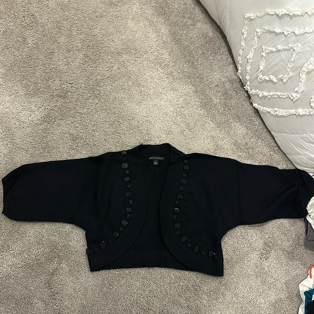 Banana Republic cropped black cardigan with embellishments